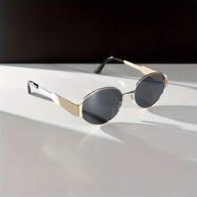 GENUIN MOMENT Fashion Oval Metal Women Eyeglasses - Xám vàng - Xem 5