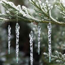 12pcs Christmas Icicle Ornaments, Transparent Ice Shard Decorations, Christmas Tree Hanging Accessories