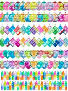 24/48pcs Random Colors And Random Styles Pop Fidget Keychain - Mini Fidget Toys Bulk Party Favors For Kids - Boys Girls Push Pops Bulk Toys - Its Small Prizes For Kids Classroom Birthday Party Favors Bubble Poppers