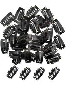 40pcs U-Shaped Metal Clips Suitable For Hair Extensions, DIY Snap Clips For Wigs With Rubber, Black, Claw Clips, Hair Claws, Hair Slide, Hair Barrettes, Hair Accessories, Hair Piece, Head Accessories, Hairpin - Black - View 6
