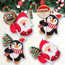 10/20/50/100 piezas Tarjetas de papel con decoraciones de Papá Noel, pingüino y piruleta para empaquetar regalos de caramelos navideños, artículos pequeños únicos, suministros estéticos lindos, pequeños artilugios geniales, artículos inusuales, la mejor opción navideña, decoraciones navideñas, pijamas navideños, regalos navideños, decoración navideña