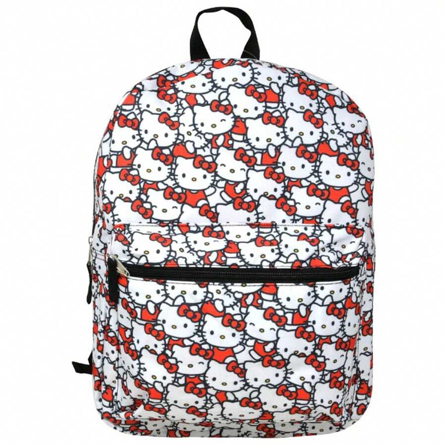 Hello Kitty All Over Print 16" Backpack - 紅白色 - 查看 1