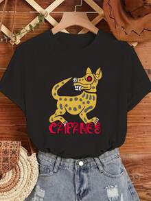 Women's Caifanes Vintage Tee |100% Pure Cotton | Soft Comfortable | Perfect for Casual Wear & Gift Giving | White Crew Neck T-Shirt | Made & Shipped in Mexico | Unisex Style - Negro - Ver 1