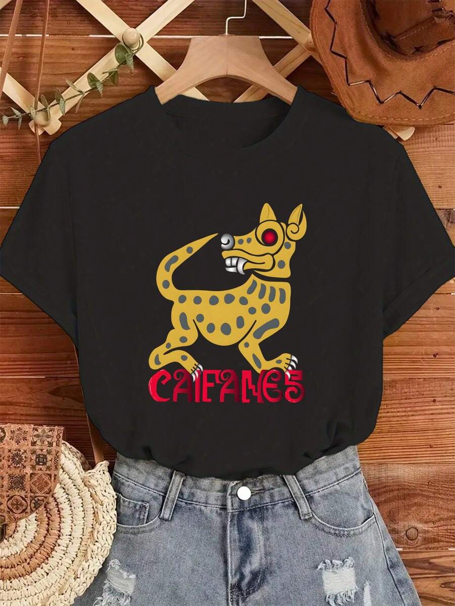 Women's Caifanes Vintage Tee |100% Pure Cotton | Soft Comfortable | Perfect for Casual Wear & Gift Giving | White Crew Neck T-Shirt | Made & Shipped in Mexico | Unisex Style - Negro - Ver 1