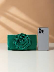 REMANLAND Borsa da sera a forma di rosa per donna, pochette, borsetta da donna con fiore di rosa, borsetta in raso, borsa da sera per matrimonio e feste, regalo originale