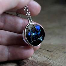 1pc 12 Zodiac Constellation Necklace, Starry Sky Glow In The Dark Glass Ball Pendant Necklace, Suitable For Men & Women, Father's Day, Thanksgiving, Christmas, New Year, Birthday Gift, Holiday Present Valentine's Day - Constellation Necklace - View 2