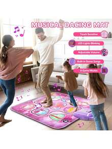 Alfombrilla de baile con tema de princesa para niñas: Alfombrilla de baile de 3 niveles con volumen de música claro, ajustable, 9 indicadores LED y sensible y resistente al agua, juguete resistente para que las niñas bailen - Rosa - Ver 4