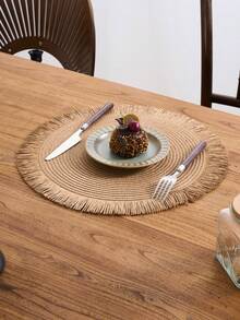 1/4/6/12 piezas Manteles individuales redondos de estilo bohemio de papel, posavasos tejidos antideslizantes para tazones, platos, tazas, adecuados para vacaciones, fiestas, cumpleaños, bodas, cenas, mesas de café, decoración del hogar (Tenga en cuenta que el material del tapete es papel y no se puede lavar)