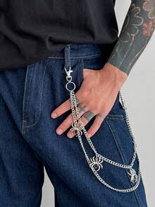 1 pieza Cadena de pantalón con colgante de araña minimalista de estilo punk, joyería de encanto de hip hop para hombres para decoración de pantalones, regalo de Halloween
