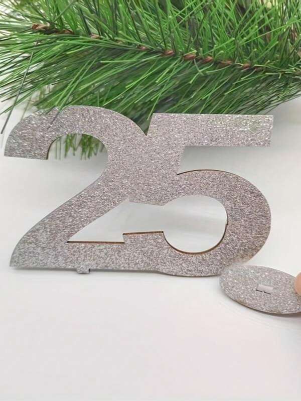 1pc Anniversary Wooden Tabletop Decor - Elegant Sparkling Gold Accent Design, Wooden Digit Figurine, Suitable For 18th, 25th, 30th, 40th, 50th And 60th Anniversary. Perfect For Milestone Parties, Birthday Parties, Weddings, Special Events, Anniversary Decorations, Wedding Table Decor, Exquisite Craftsmanship, Collectible Architecture And Accessories, Also Great For Living Room Decor, Theme Parties, Housewarming, Christmas, New Year, Halloween And Valentine's Day Decorations