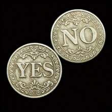 1 Pc YES Or NO Lucky Coin Make Decision Souvenir Coin Double Sided Badge Collectible Gifts,Gift,Halloween,Coin - Silver - View 1
