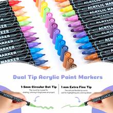 Acrylic Paint Markers 24 Colors, Acrylic Paint Pens, Rock Painting, Paper, Pumpkin, Wood, Egg, Canvas, Ceramic, Fabric, Leather, Glass, DIY Crafts. - 36 Colors/set - View 2