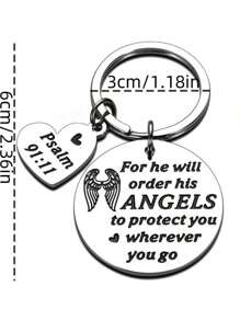 1pc Angel Wings Keychain, Stainless Steel Engraved Pendant, DIY Customized Key Chain, Backpack Decor Accessory, Best Friend Birthday Gift, Couple Exclusive Trinket Halloween Accessories Teachers Day