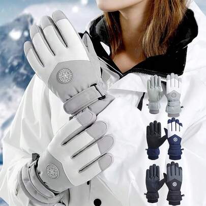 1 par de guantes de esquí de invierno con función táctil, diseño reforzado para mayor calor, a prueba de viento, a prueba de frío y antideslizante, adecuado para parejas, guantes de otoño e invierno para hombres/mujeres, regalo de invierno ideal para deportes al aire libre, ciclismo, motocicleta y esquí