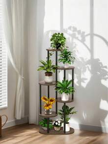 1pcs Multi-Layer Flower Stand, Plant Stand Succulent Flower Pot Rack, Suitable For Living Room Balcony, Space-Saving Indoor Plant Rack And Storage Rack - 黑色 - 查看 4