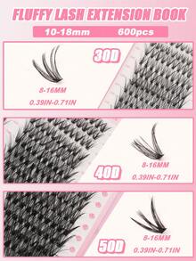 580 Pieces Capacity Eyelash Book, Synthetic Mink False Eyelashes, 0.07mm Thickness D Curl, 10-18mm Mixed Length, Natural Soft Eyelash Extension Makeup Products Suitable For Any Style