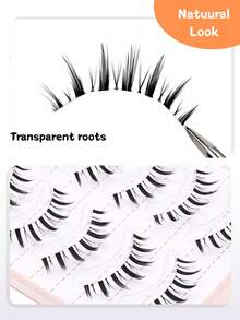 5 Pairs Clear Band Anime Lashes Spiky Anime False Eyelashes Natural Look, Lashes Looks Like Cluster Manga Lashes Individual, Cosplay Wispy Strip Eyelashes - Spiky Manga Lashes - View 3