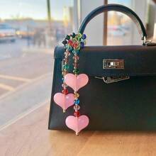 1 Pc Colorful Beaded Bag Chain Fashionable Girl Jelly Heart Shaped Hanging Chain Bag Decoration - Màu xanh nhạt - Xem 1