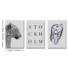 1/3pcs Unframed Black White Stockholm Cheetah Melting Clock Preppy Stylish Poster Leopard Y2K Wall Art Canvas Print Minimalist Fashion Girly Room Chic Aesthetic Decor Funky Painting For Apartment,Living Room,Bedroom,Modern Home Decoration