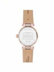 Coach Đồng hồ thạch anh PARK dây da màu hồng dành cho nữ với mặt số kết cấu bằng pha lê và đá cẩm thạch Đồng hồ quà tặng tròn tương tự thanh lịch thường ngày dành cho nữ - Hồng - Xem 9