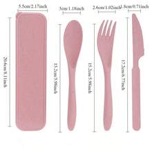 Wheat Straw Utensil Set, 3-Piece Fork Knife Spoon, Portable Travel Cutlery For Camping, Office,  Friendly Reusable - Multicolor - View 6