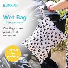 Bumkins Waterproof Wet Bag For, Travel, Swim Suit, Cloth Diapers, Pump Parts, Pool, Beach, Gym Clothes, Toiletry, Hook To Stroller, Daycare, Zipper Reusable Wetdry Packing Pouch, Black Hearts - B5 月光灰-WD - 查看 5