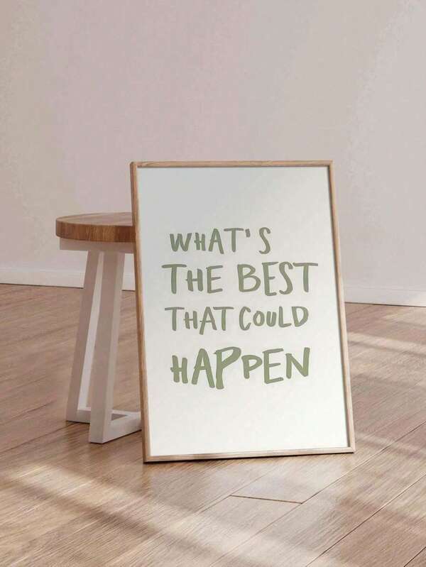 1PC Inspirational 'What's The Best That Could Happen?' Quote Poster - Frameless, Self-Love Motivational Art Print For Bedroom & Dorm Decor, Minimalist Canvas Wall Art,Unframed
