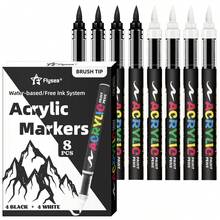12/24/36/48/60/72/120/168pcs Acrylic Paint Markers, Assorted Colors Acrylic Marker Pens Set, Opaque Watercolor Brush Pens For Art Painting, Calligraphy, Scrapbooking, Hand Lettering, Card Making, Black Card Paper, Rocks, Christmas Decor, Wood, Plastic, Canvas,For School Supplies,Back To School - 彩色 - 查看 14