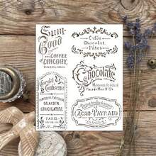 1 Stück Retro-Stil Künstlerische Elemente DIY Schablonen für Holz Wanddekoration, Leinwand, Papier, Boden, Möbel, Stoffe, Schablonieren, Heimdekoration, Kunstbedarf