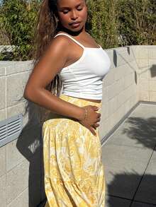 Tyla Gomez 女式波西米亚风印花长裙，休闲度假日常穿着，春夏 - 黃色 - 查看 4