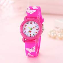 1pc Cartoon Children's Resin Quartz Watch, Butterfly Pattern, Wholesale For Elementary Students - Pink - View 1