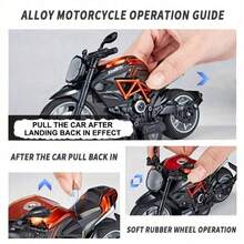 1:12 Scale Friction Powered Motorcycle Toy With Sound And Light Effects, Alloy Die-Cast Motorcycle Toy, Gift For Birthday, Christmas, Halloween - Multicolor - View 7