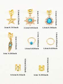 46件套绿松石吊坠脏辫发饰套装，包括发圈、发夹、发卡、发卡，嬉皮风格发饰，适合女性编发，还包括爪夹、发夹、发卡和其他配件。头部饰品，发夹 - 金色 - 查看 7