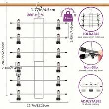 Pants Hanger With Hooks, Space Saving Hanging Closet Organizer - 6-Tier Skirt Hanger With 360° Rotating Hook, Wardrobe Organizer - Clothing Hanger - Must-Have For College Dorms And Apartments - Black - View 5