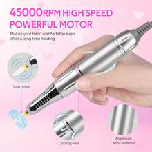 New 45000RPM Professional Electric Nail Drill Machine Rechargeable Nail File Nails Accessories Gel Nail Polish Sander Low Noise