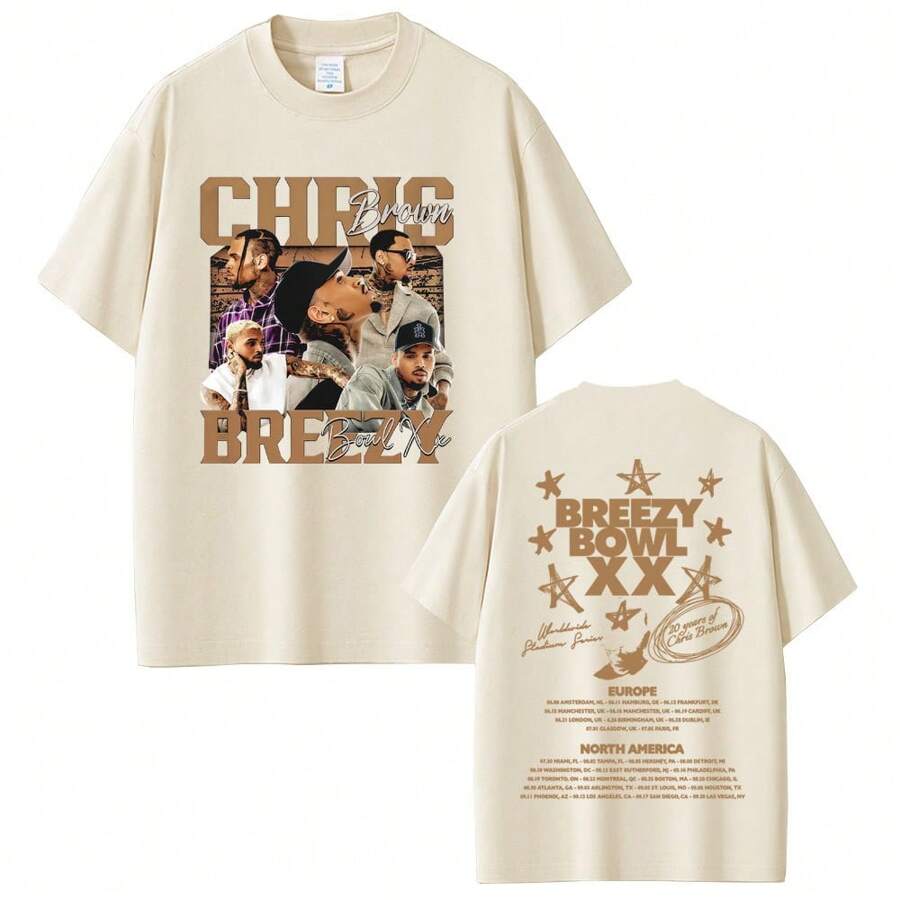 Rapper Breezy Bowl XX Tour 2025 Graphic T-Shirt100% Cotton Signature ...