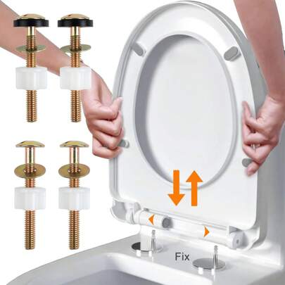 2/4 Stücke Universal Toilettensitzschrauben, Stahl Toilettensitzscharnierbolzen und -muttern, Schwerlast Toilettensitzbefestigung mit Kunststoffmuttern und Metallunterlegscheiben, Toilettenarmatur-Ersatz für Toilettensitzscharniere mit Obermontage / Wassertank
