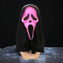 1 pieza Máscara de fantasma gritando de alta calidad y de primera clase, máscara de látex natural de la serie de fantasmas gritando, máscara de calavera aterradora de látex natural, máscara de cabeza completa de terror, máscara de utilería de disfraz de terror para fiestas y carnavales, decoración de grito del Día de los Muertos