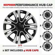4X 15"Inch Wheel Cover S-Nap On Full Hub Caps Fit For R15 Tire & Steel Rim Sliver - 15英寸 - 查看 2