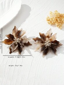 1 对手工编织花朵耳钉，优雅的梅洛色花朵耳环，浪漫的森系风格，适合女性派对、街头风格和日常穿着 - 美拉德 - 查看 4