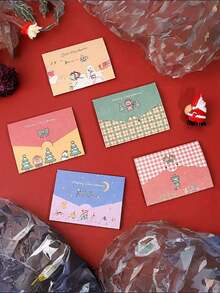 12Pcs Holiday Mini Christmas Card With Envelope - Happy Holiday Card Message Card Depicting Santa Claus, Snowman, Etc. - Perfect For Christmas Parties And New Year Celebrations, Christmas Card, Birthday Wishes Envelope - Multicolor - View 7