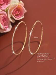 时尚女士全水钻金色 10 厘米/9 厘米/8 厘米环形耳环 - 885金色大號耳圈 - 查看 3