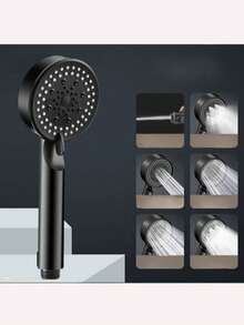 五档增压淋浴喷头，适用于家庭浴室、热水器、沐浴、增压软管、淋浴喷头。 - 黑色 - 查看 6