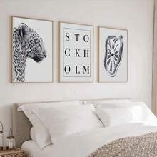 1/3pcs Unframed Black White Stockholm Cheetah Melting Clock Preppy Stylish Poster Leopard Y2K Wall Art Canvas Print Minimalist Fashion Girly Room Chic Aesthetic Decor Funky Painting For Apartment,Living Room,Bedroom,Modern Home Decoration