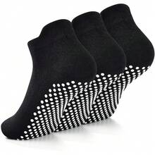 Yoga Socks With Grips For Women Non Slip Pilates Socks Anti Skid Grippy Ankle Athletic Socks 3 Pairs-242175 - 03Đen - Xem 1