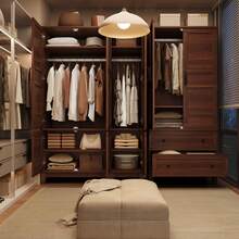 Studyset Armario ropero con 4 puertas, armario de madera de 72" con barra de colgar, armario alto independiente con 18 estantes ajustables para ropa, armario de dormitorio de madera para el dormitorio
