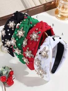 1pc Women's Fashion Sequin Velvet Snowflake Christmas Headband, Wide Knotted Design Suitable For Daily Wear And Christmas Holiday, Hair Band, Hair Hoop ,Makeup