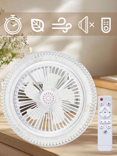 Ventilateur Plafond LED Nikou - Lumière E27 30W, 3 Vitesses, Silencieux, Pour Chambre, Bureau | Diamètre 25 Cm