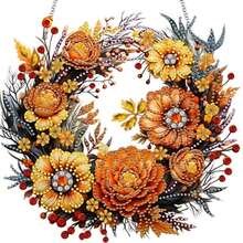 1pc 5D Diamond Painting Wreath Kit, Acrylic Floral DIY Hanging Decor For All Seasons, Thanksgiving, Mother's Day, Halloween, Christmas - Asymmetrical Shaped Diamonds, Home Tabletop Window