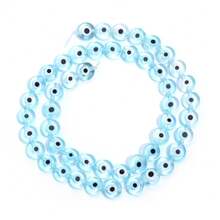 Aproximadamente 90 piezas de cuentas de vidrio Lampwork con flores de mil colores, ojos de diablo transparentes planos y redondos de 4mm, materiales de joyería DIY para hacer pulseras, collares y adornos de teléfono como regalo de Halloween - Cuentas redondas planas de vidrio con forma de mil flores de 4 mm - Ver 29